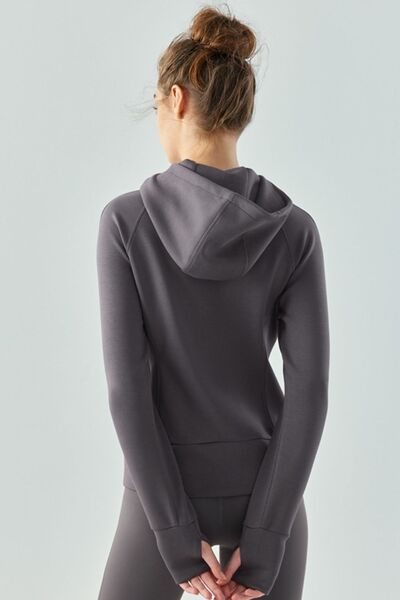 Zip Up Hooded Active Outerwear - NocturnalExpressions