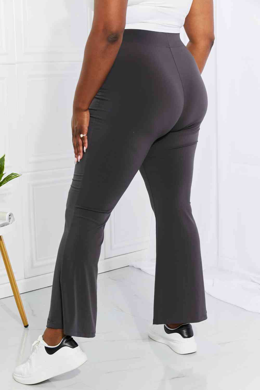 Zenana Full Size First Class High Rise Slit Flare Pants - NocturnalExpressions