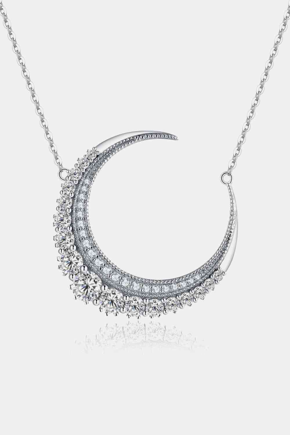 1.8 Carat Moissanite Crescent Moon Shape Pendant Necklace - NocturnalExpressions