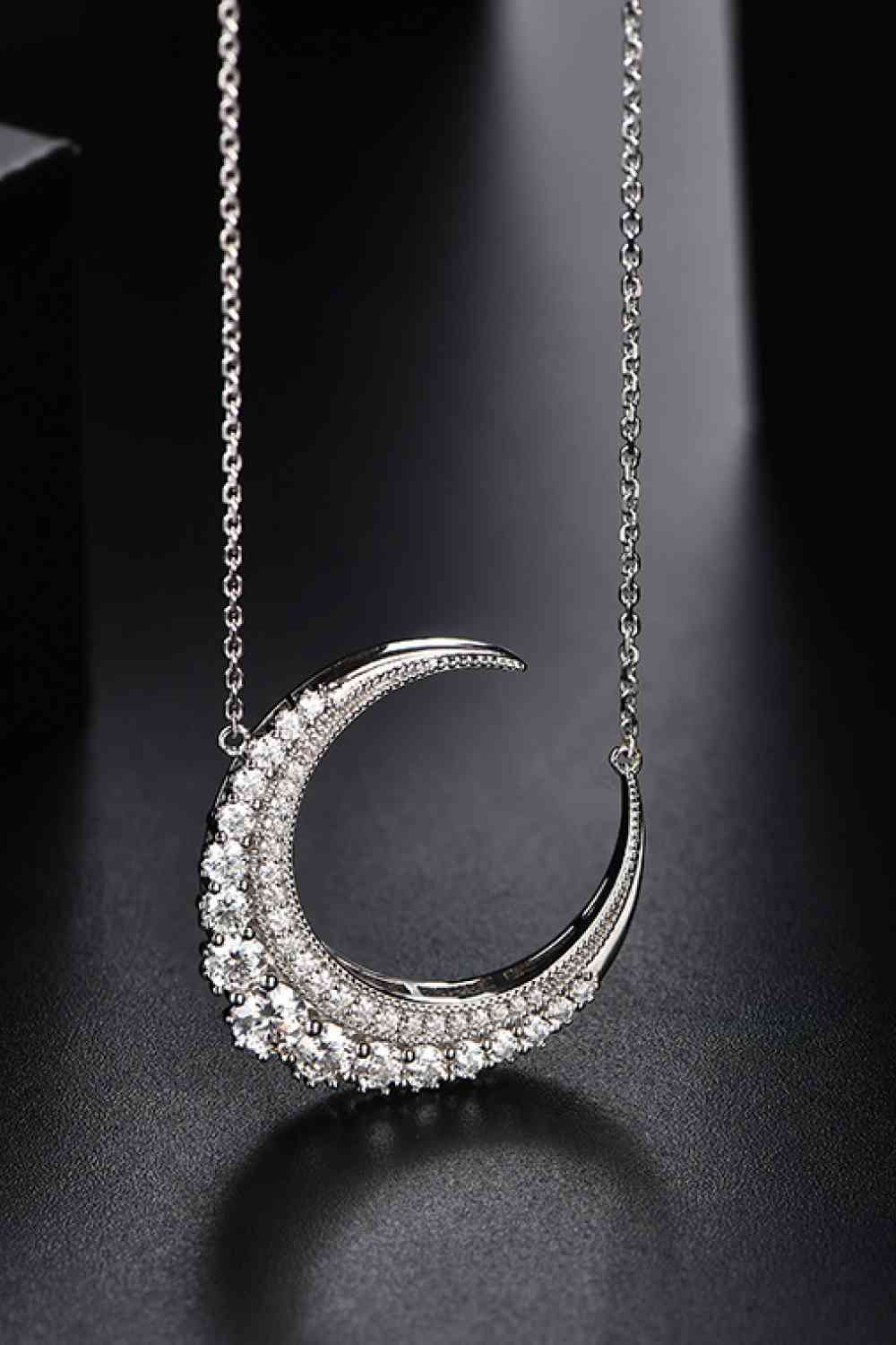 1.8 Carat Moissanite Crescent Moon Shape Pendant Necklace - NocturnalExpressions