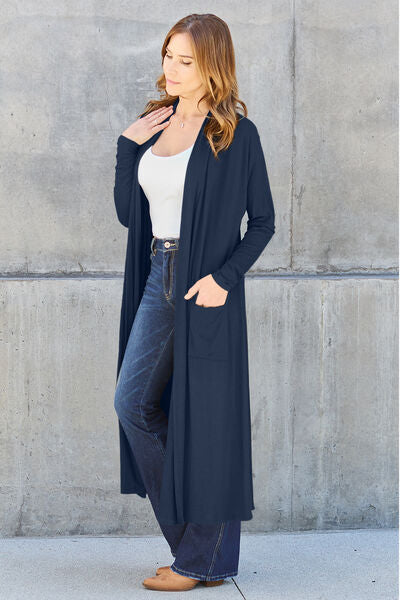 Basic Bae Full Size Open Front Long Sleeve Cover Up - NocturnalExpressions