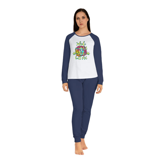 Women's Raglan Sleeve Inhale The Good Shit Typographical Art Pajama Set - NocturnalExpressions