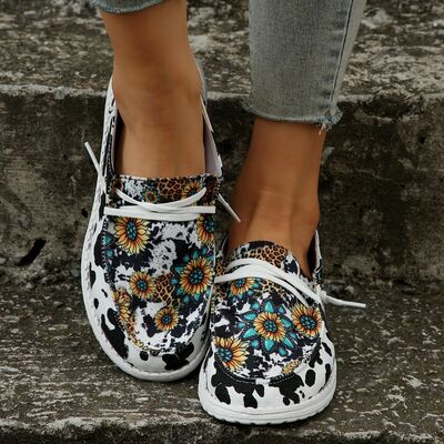 Sunflower Pattern Flat Loafers - NocturnalExpressions