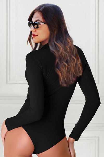 Basic Bae Full Size Mock Neck Long Sleeve Bodysuit - NocturnalExpressions