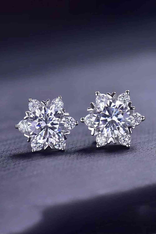 2 Carat Moissanite Floral Stud Earrings - NocturnalExpressions