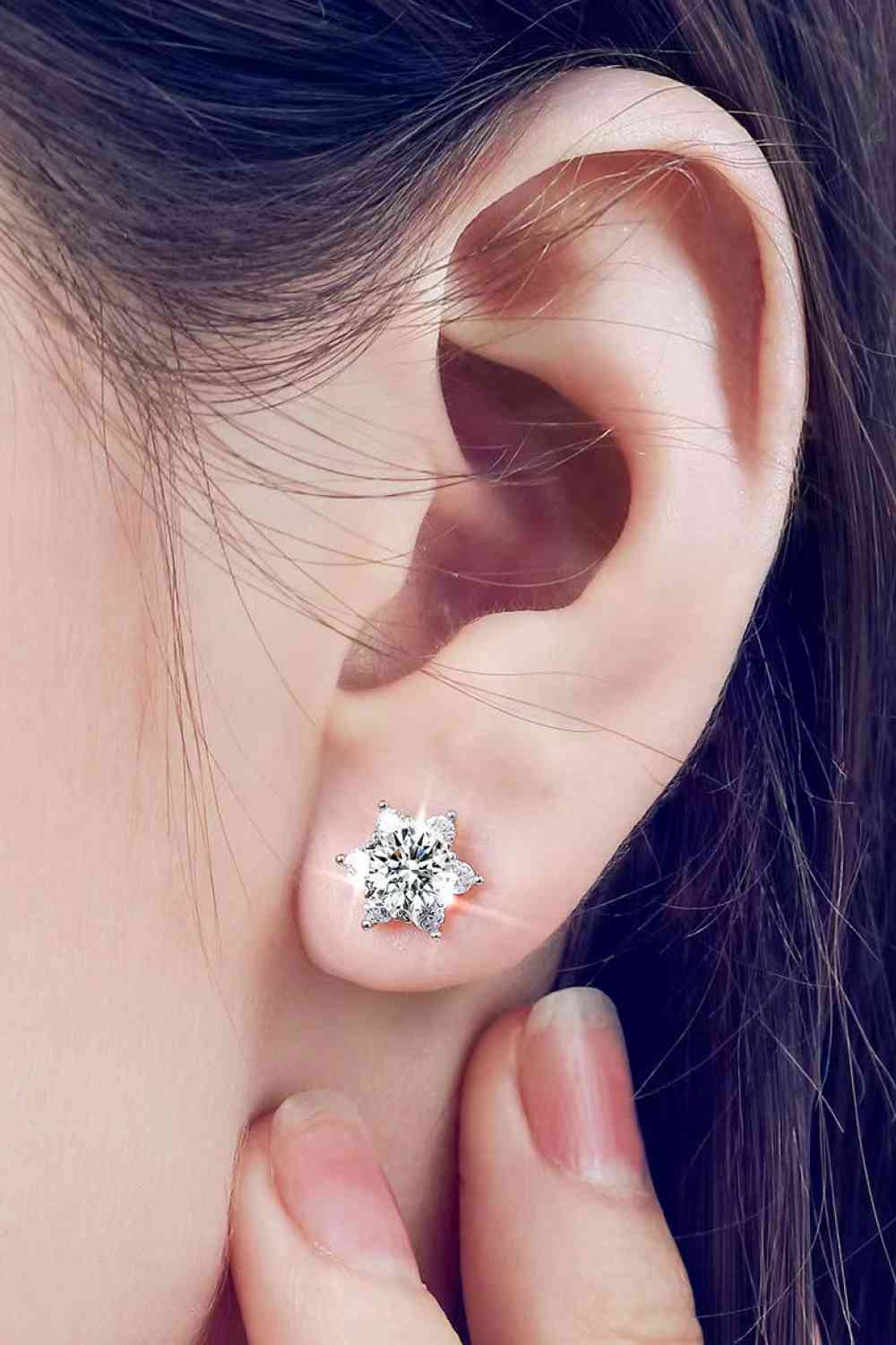 2 Carat Moissanite Floral Stud Earrings - NocturnalExpressions