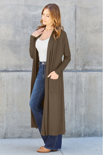 Basic Bae Full Size Open Front Long Sleeve Cover Up - NocturnalExpressions