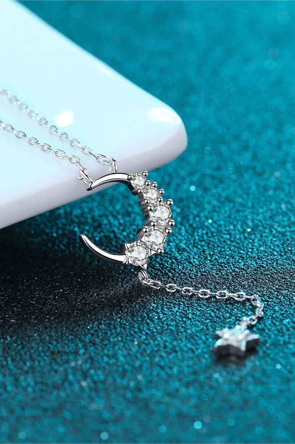 Star & Moon Moissanite Necklace - NocturnalExpressions