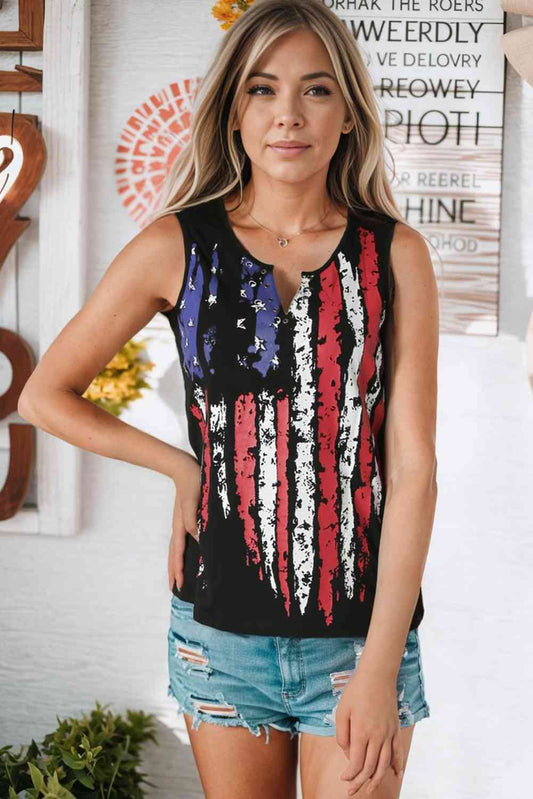 Star and Stripe Notched Neck Tank - NocturnalExpressions