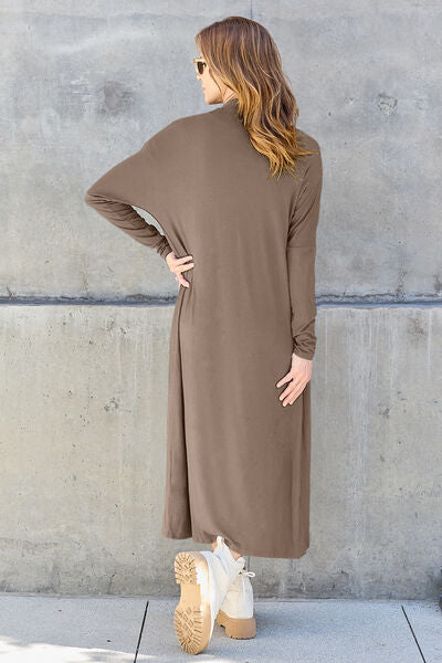 Basic Bae Full Size Open Front Long Sleeve Cover Up - NocturnalExpressions