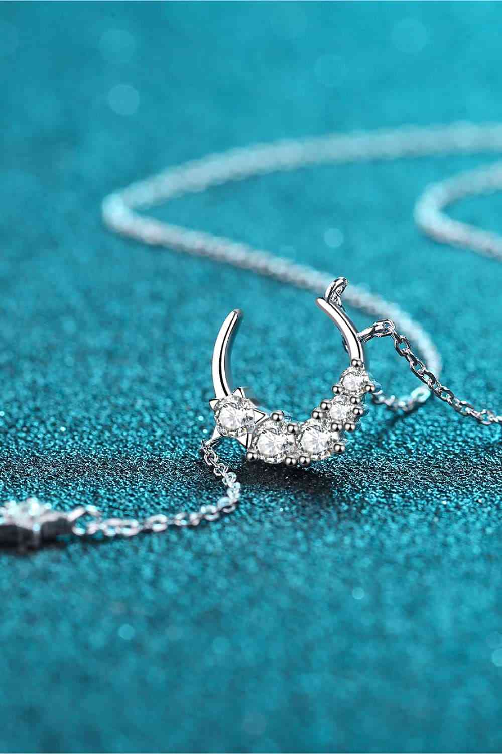 Star & Moon Moissanite Necklace - NocturnalExpressions