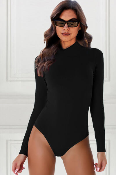 Basic Bae Full Size Mock Neck Long Sleeve Bodysuit - NocturnalExpressions