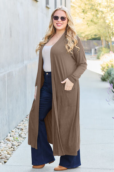 Basic Bae Full Size Open Front Long Sleeve Cover Up - NocturnalExpressions