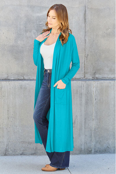 Basic Bae Full Size Open Front Long Sleeve Cover Up - NocturnalExpressions