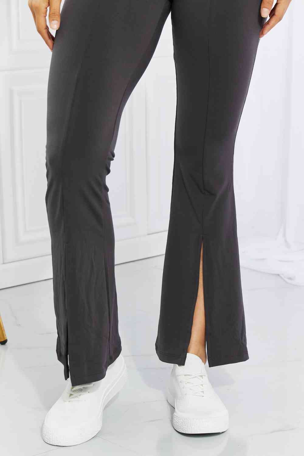 Zenana Full Size First Class High Rise Slit Flare Pants - NocturnalExpressions