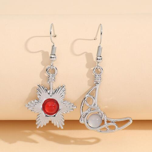 Beaded Alloy Sun & Moon Wirewrap Earrings - NocturnalExpressions