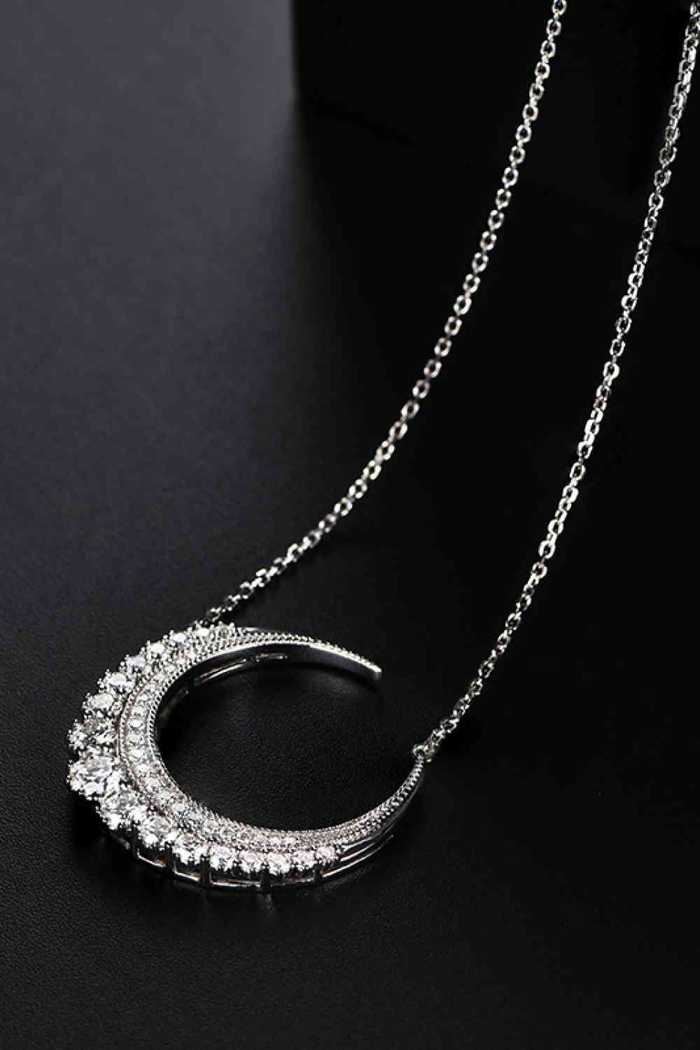 1.8 Carat Moissanite Crescent Moon Shape Pendant Necklace - NocturnalExpressions