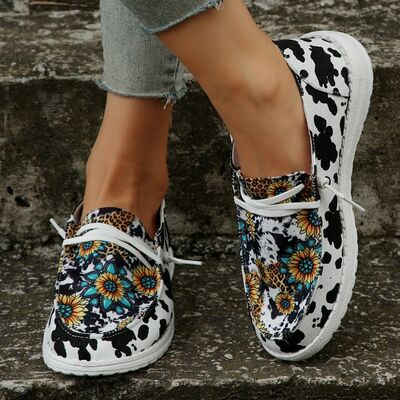 Sunflower Pattern Flat Loafers - NocturnalExpressions