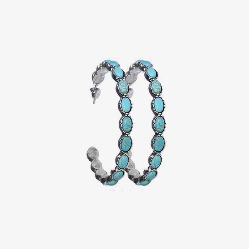 Artificial Turquoise C-Hoop Earrings - NocturnalExpressions