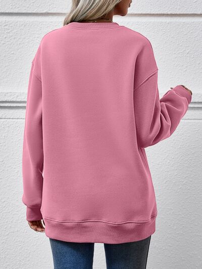 AMERICA Round Neck Dropped Shoulder Sweatshirt - NocturnalExpressions