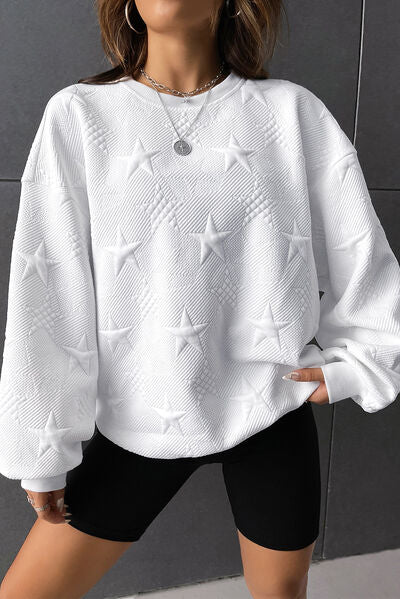 Star Lantern Sleeve Dropped Shoulder Sweatshirt - NocturnalExpressions