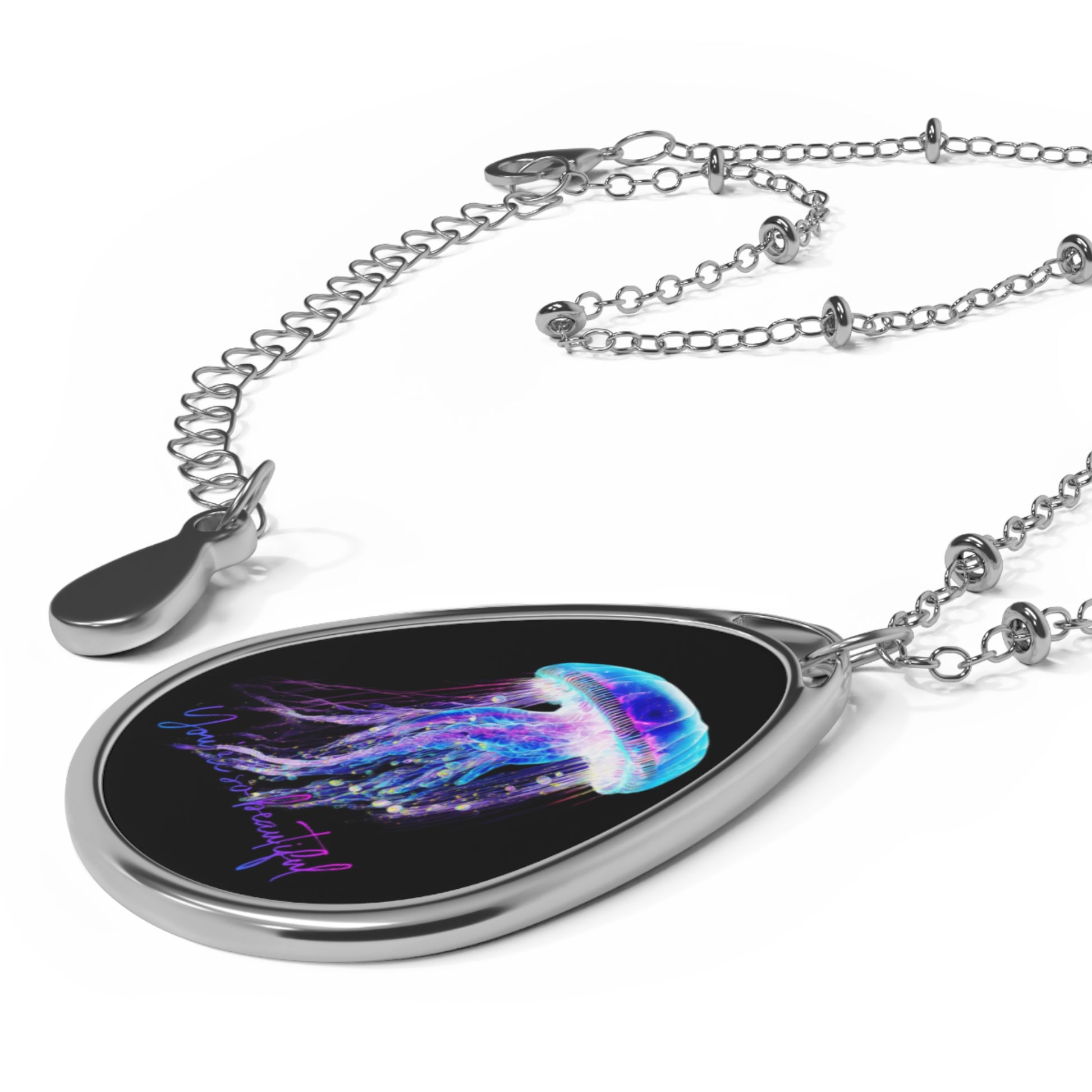 You're Beautiful Jellyfish Graphic Elipse Necklace - NocturnalExpressions