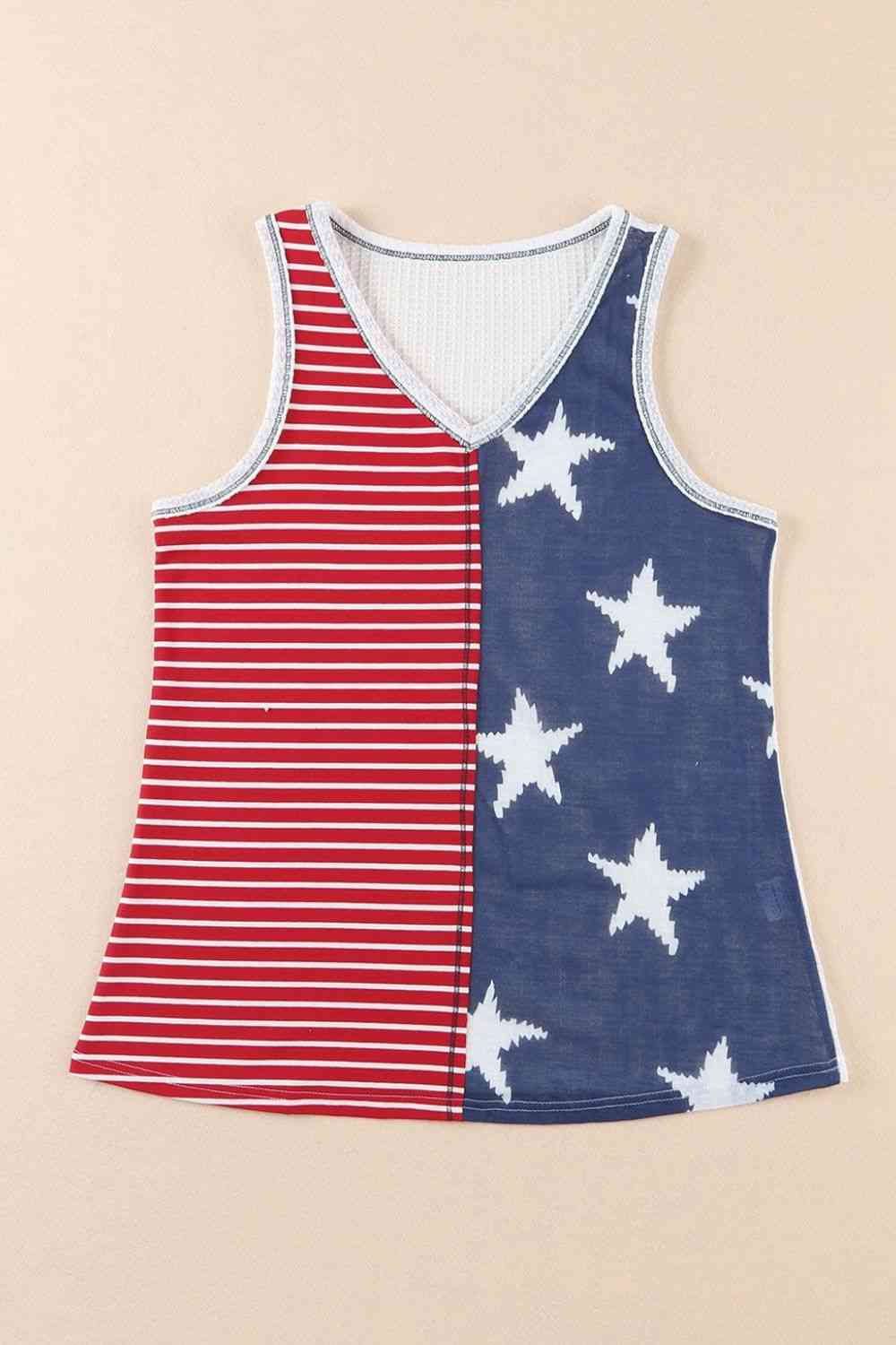 Star and Stripe V-Neck Tank - NocturnalExpressions