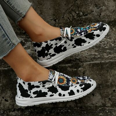 Sunflower Pattern Flat Loafers - NocturnalExpressions