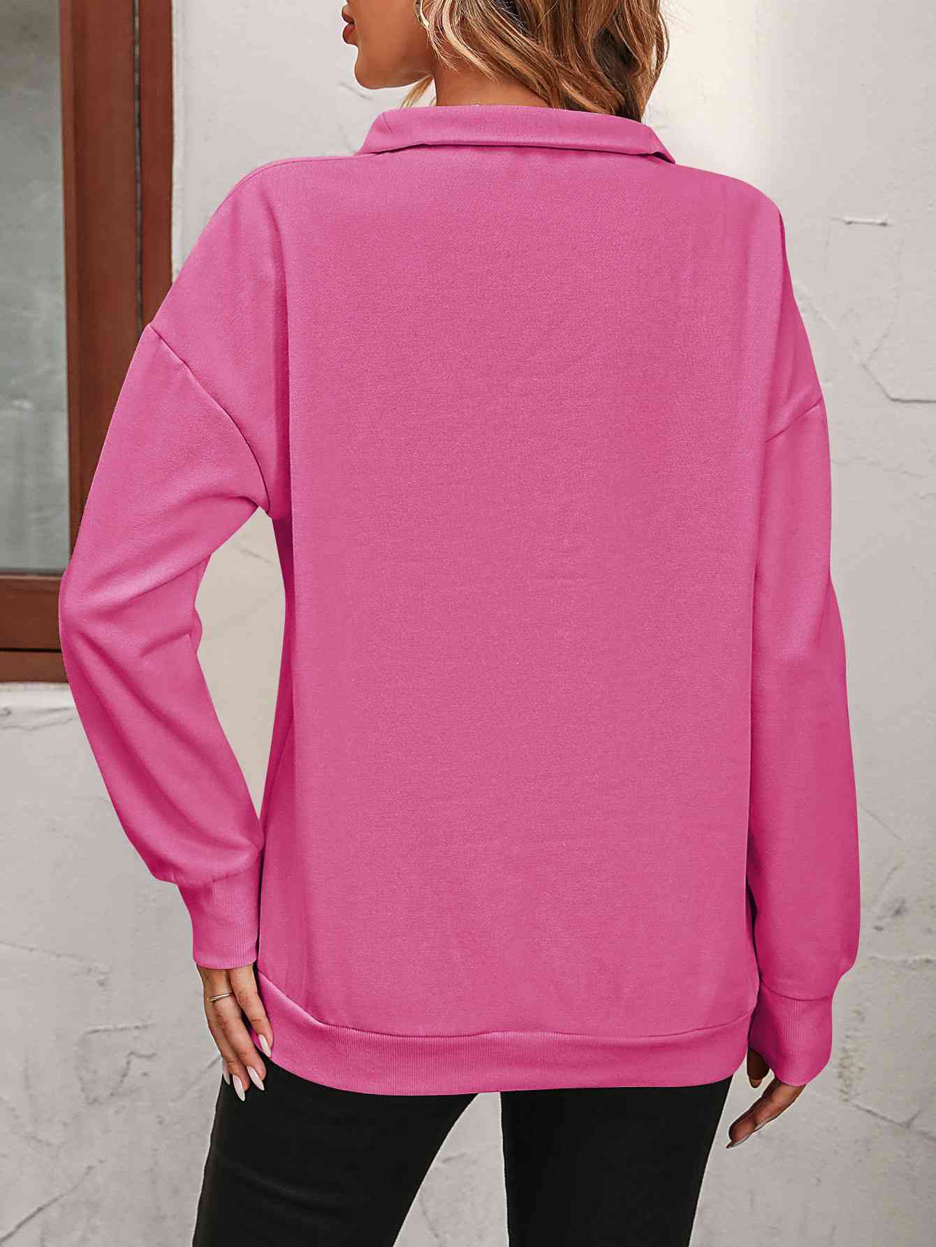 Zip-Up Dropped Shoulder Sweatshirt - NocturnalExpressions