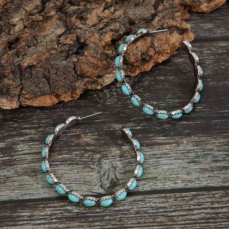 Artificial Turquoise C-Hoop Earrings - NocturnalExpressions